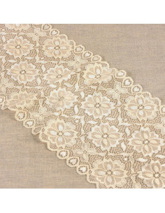 Pizzo elastico sentiero di fiori - Ecru