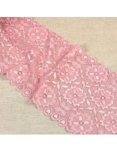 Pizzo elastico sentiero di fiori - Rosa