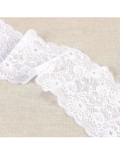 Pizzo elastico fiori delicati - Bianco