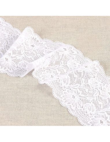 Pizzo elastico fiori delicati - Bianco