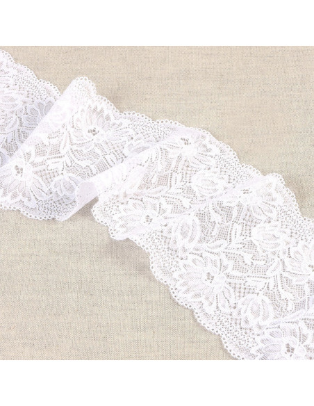 Pizzo elastico fiori delicati - Bianco