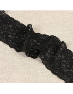 Pizzo elastico fiori delicati - Nero