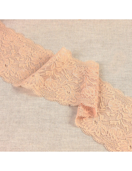 Pizzo elastico fiori delicati - Beige