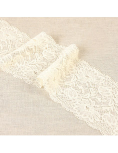 Pizzo elastico fiori delicati - Ecru