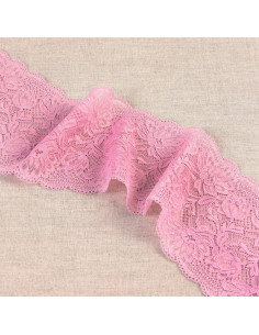 Pizzo elastico fiori delicati - Rosa
