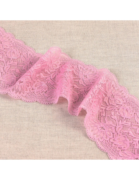 Pizzo elastico fiori delicati - Rosa