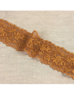 Pizzo elastico fiori e steli - Nocciola