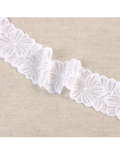 Pizzo elastico petali di fiori - Bianco