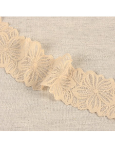 Pizzo elastico petali di fiori - Beige
