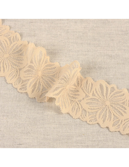 Pizzo elastico petali di fiori - Beige