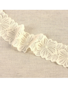Pizzo elastico petali di fiori - Ecru