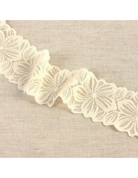 Pizzo elastico petali di fiori - Ecru
