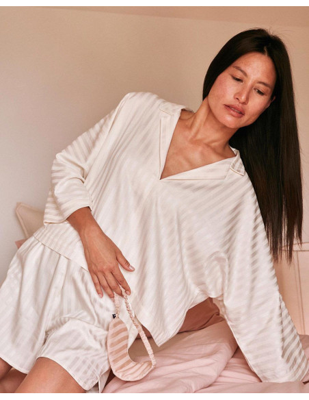 Tessuto cotone viscosa Stripes Off-White - Atelier Brunette