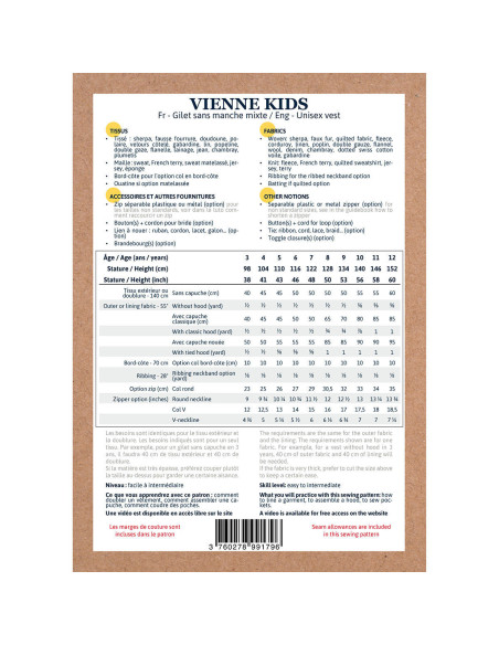 Modello di gilet smanicato unisex Vienne kids - Ikatee