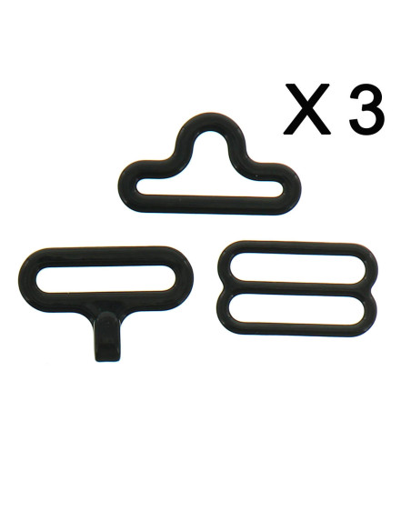Set di 3 fermagli a farfalla - Nero