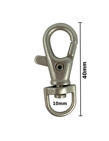 Moschettone in metallo - Argento opaco 40 x 10 mm