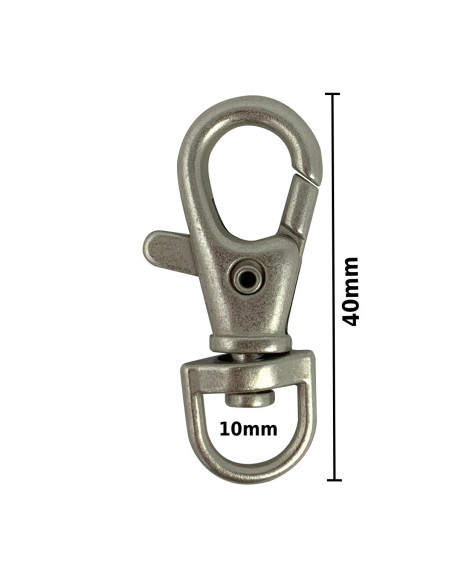 Moschettone in metallo - Argento opaco 40 x 10 mm