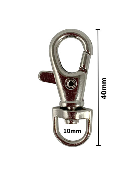 Moschettone in metallo - Argento 40 x 10 mm
