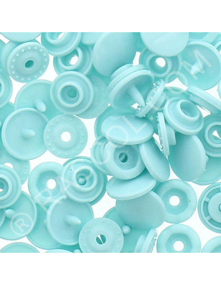 Confezione di 25 bottoni a pressione in resina KAM rotondi - Blu azzurro