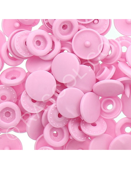 Confezione di 25 bottoni a pressione in resina KAM rotondi - Rosa