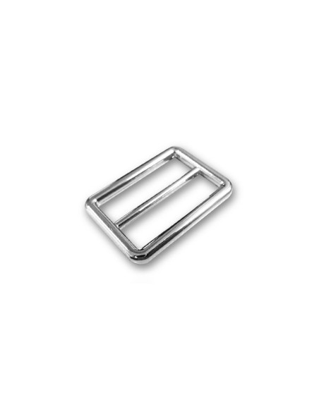 Fibbia scorrevole passante doppio finitura inox - Argento 20 mm