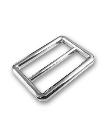 Fibbia scorrevole passante doppio finitura inox - Argento 30 mm