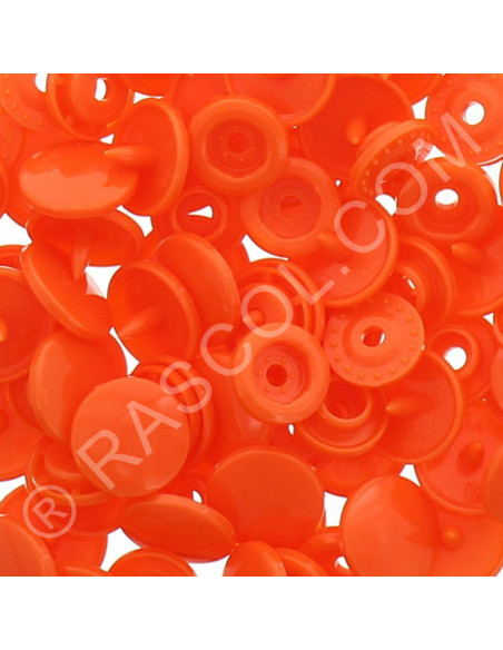 Confezione di 25 bottoni a pressione in resina KAM rotondi - Arancione brillante