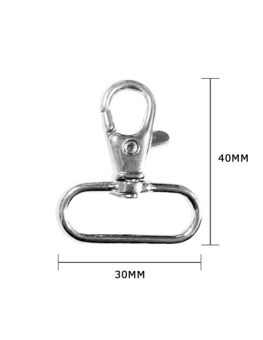 Moschettone in metallo - Argento 40 x 30 mm