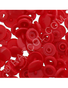 Confezione di 25 bottoni a pressione in resina KAM rotondi - Rosso vermiglio