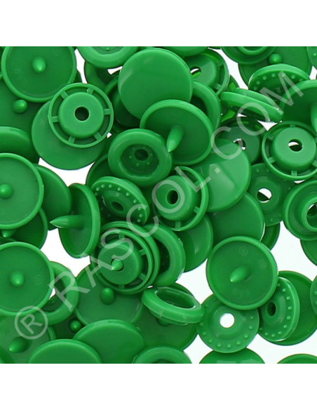 Confezione di 25 bottoni a pressione in resina KAM rotondi - Verde