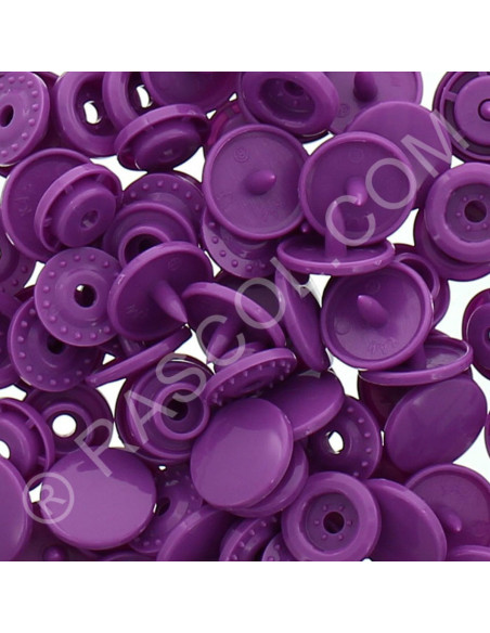 Confezione di 25 bottoni a pressione in resina KAM rotondi - Magenta scuro