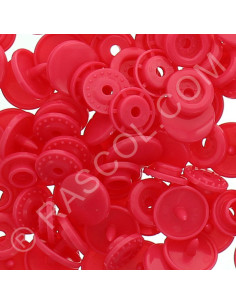 Confezione di 25 bottoni a pressione in resina KAM rotondi - Rosso magenta