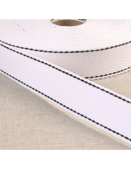 Cinghia in cotone con punto sellaio - Bianco