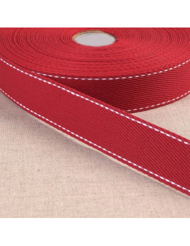 Cinghia in cotone con cucitura a sella - Rosso