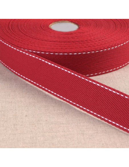 Cinghia in cotone con cucitura a sella - Rosso