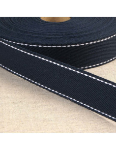 Cinghia in cotone con punto selleria - Blu marino