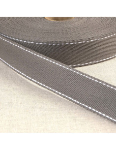 Cinghia in cotone con cucitura a sella - Grigio scuro