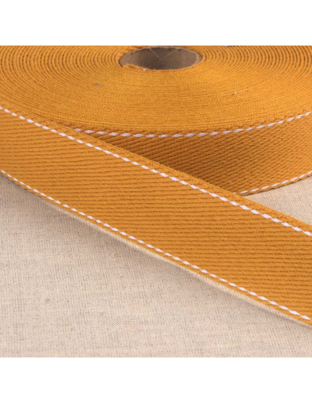 Cinghia in cotone con punto sellaio - Senape