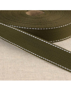 Cinghia in cotone con punto selleria - Kaki