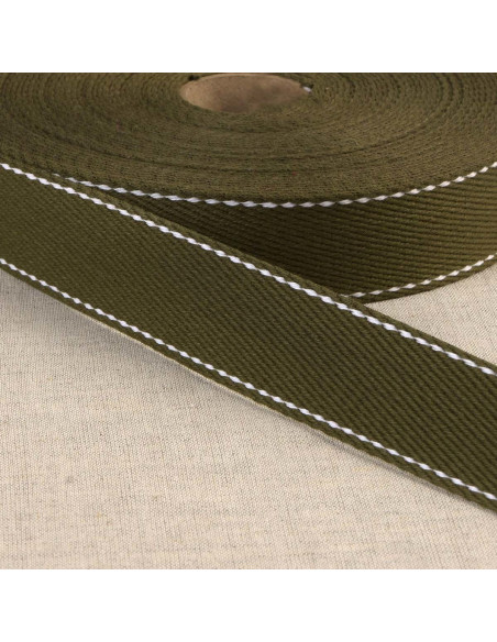 Cinghia in cotone con punto selleria - Kaki