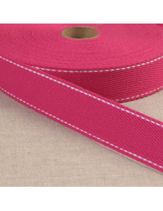 Cinghia in cotone con punto sellaio - Fucsia