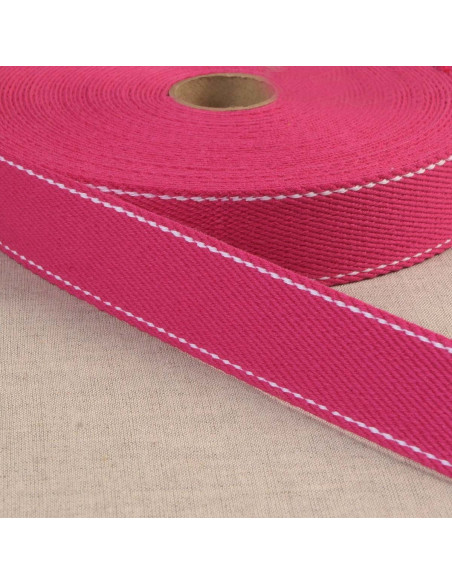 Cinghia in cotone con punto sellaio - Fucsia