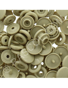 Confezione di 25 bottoni a pressione in resina KAM rotondi - Beige scuro