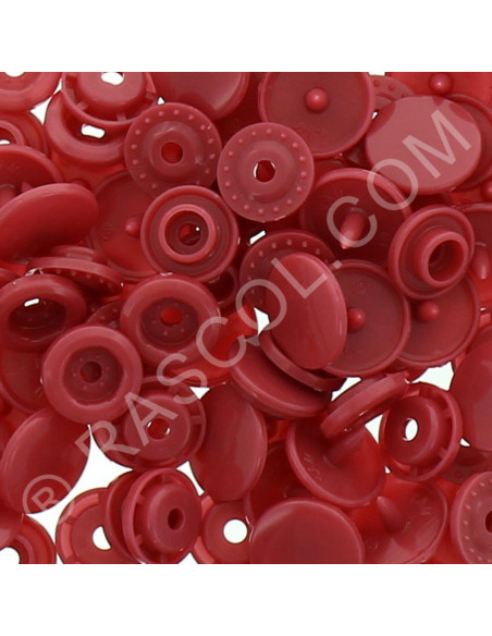 Confezione di 25 bottoni a pressione in resina KAM rotondi - Rame rosso