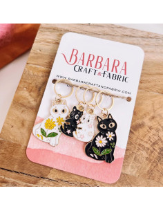 Set di 4 anelli marcapunti - Gatti fioriti