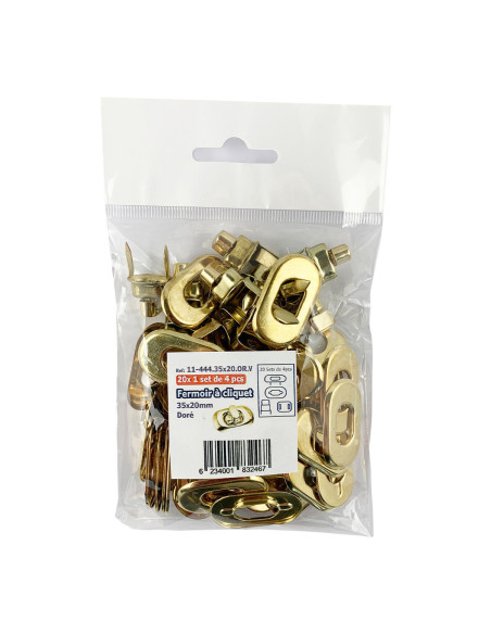 Set di 20 chiusure a scatto ovali 35 x 20 mm - Oro
