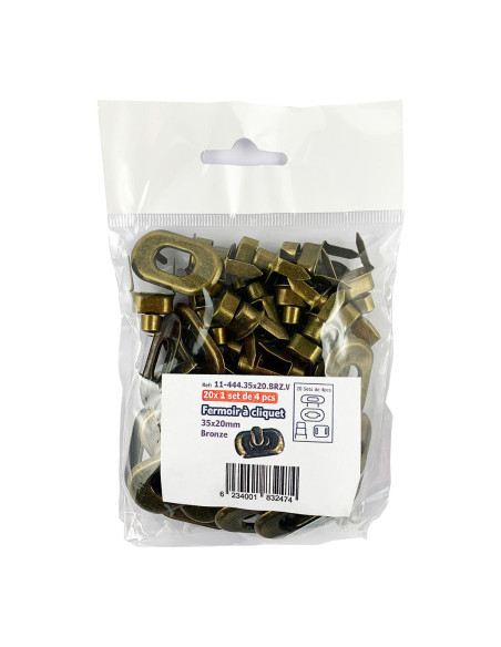 Set di 20 chiusure a scatto ovali 35 x 20 mm - Bronzo