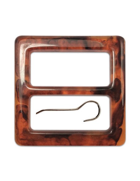 Fibbie per cintura vintage quadrata - Ambra marrone 5 cm