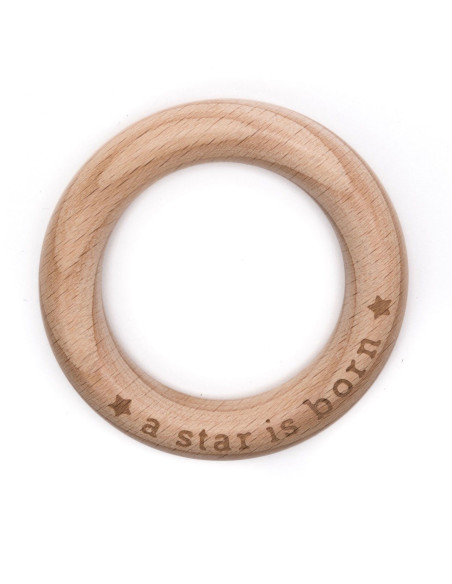 Anello in legno da dentizione 70 mm - È nata una stella