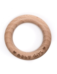 Anello in legno da dentizione 70 mm - Baby Girl